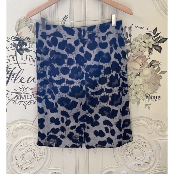 Banana Republic Skirt Women's 4 Black Gray Animal Print Pencil Linen Blend - Picture 4 of 9